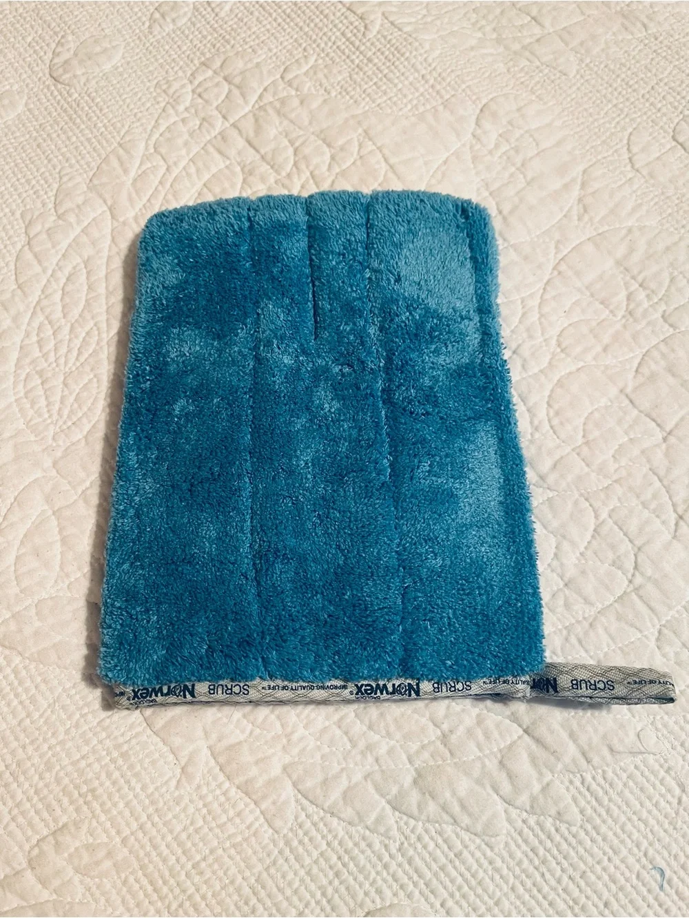 Blue Double Sided Bathroom Microfiber Scrub Mitt NEW